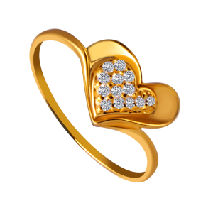 a heart ring with diamonds